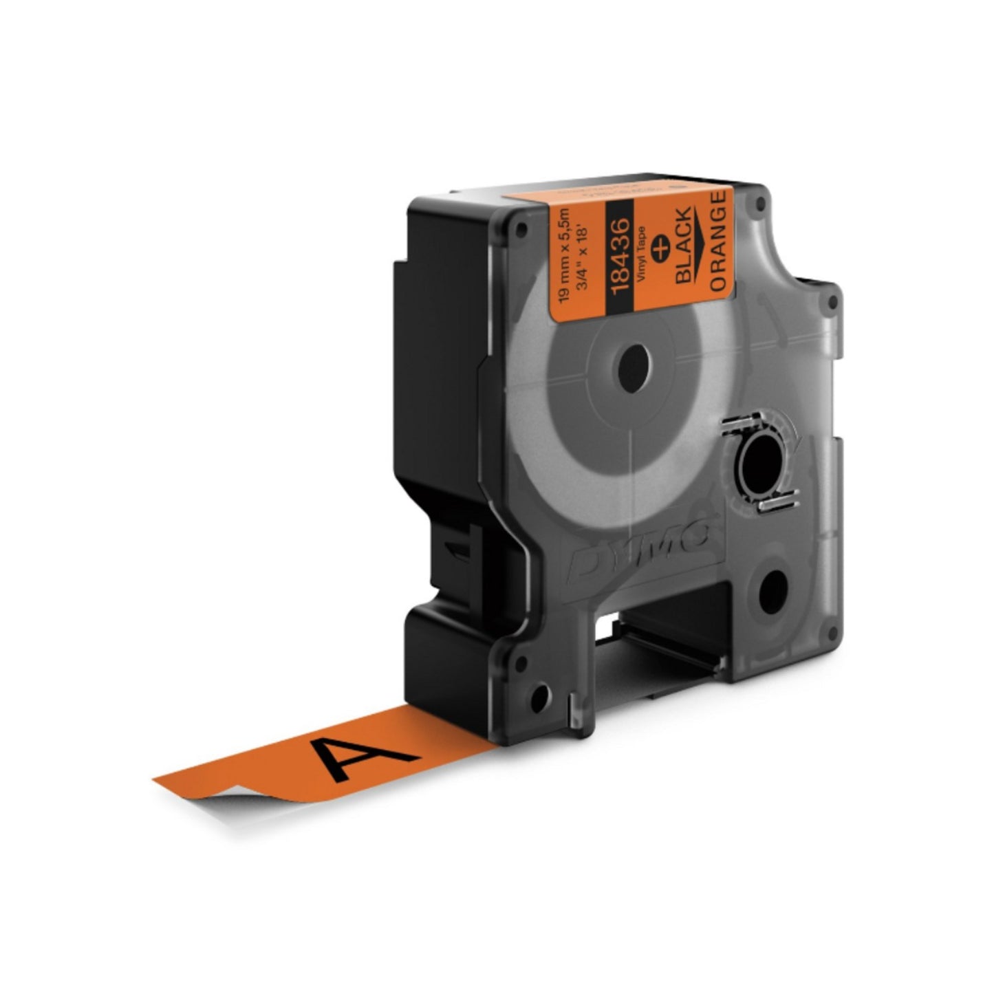 Cinta Dymo Rhino en vinilo de 19 mm fondo naranja