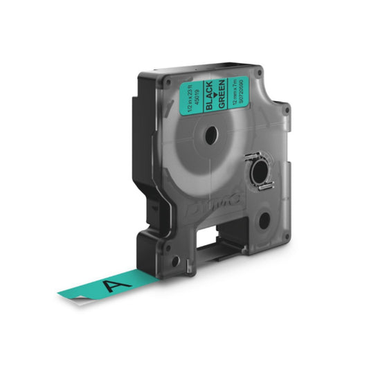 Cinta Dymo D1 en plástico de 12 mm color verde