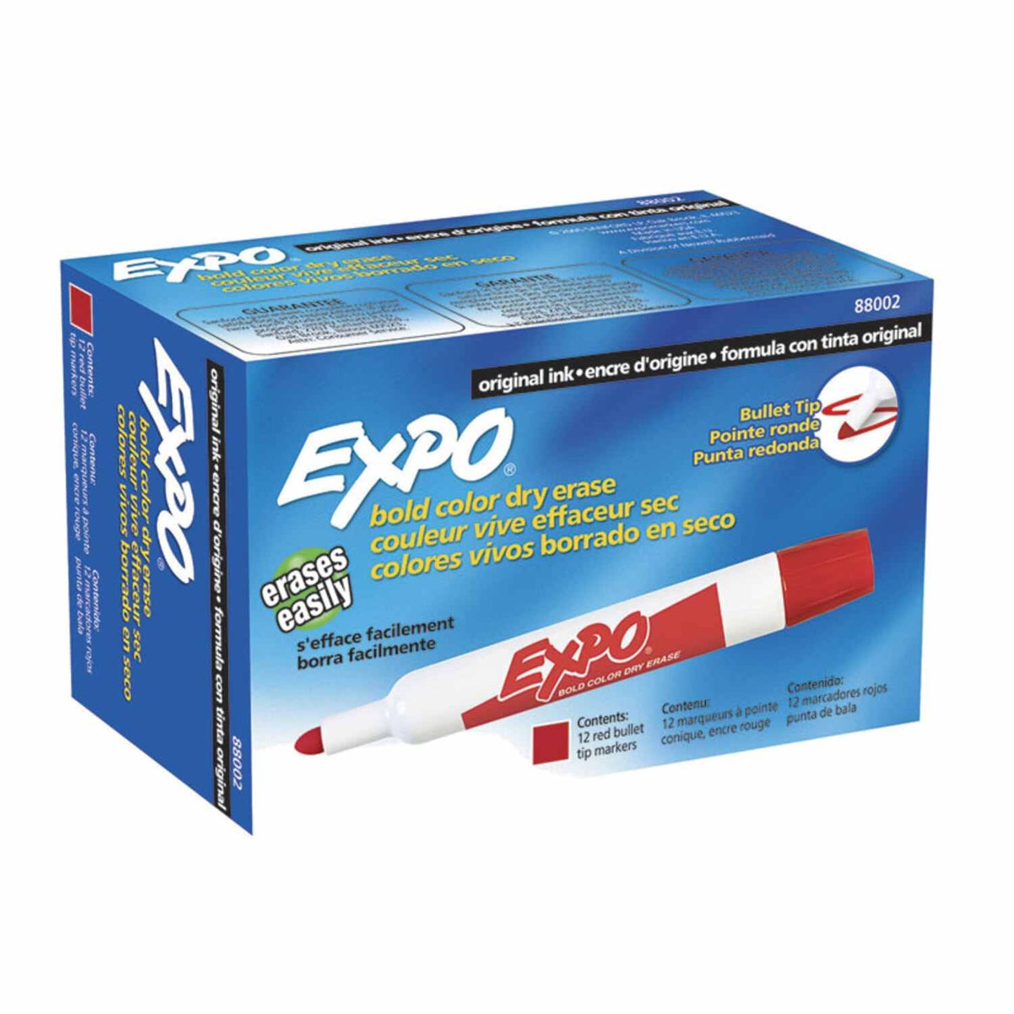 Marcadores Expo borrables color rojo Caja x 12 unds