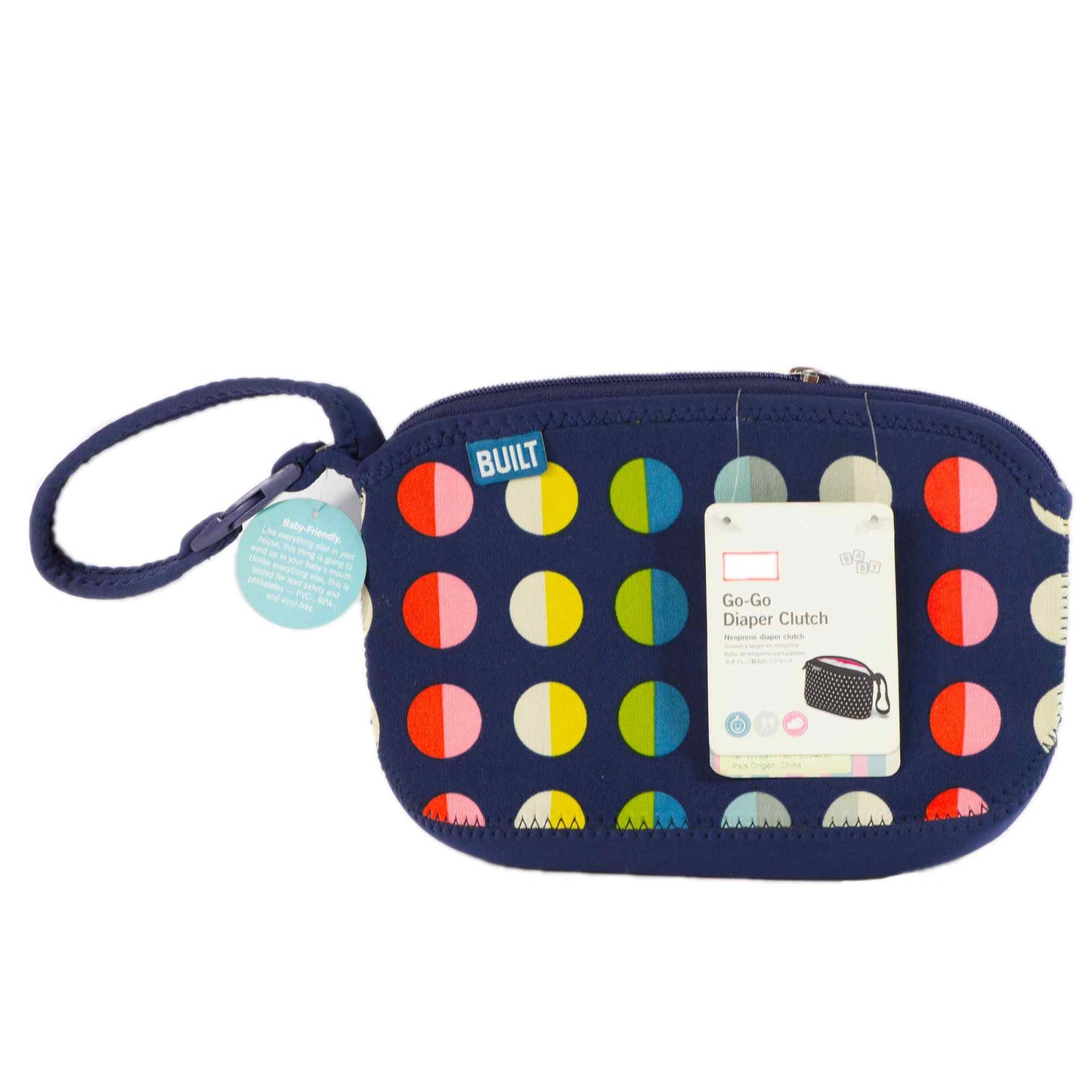 Pañalera de bebes básica Built azul con puntos de colores