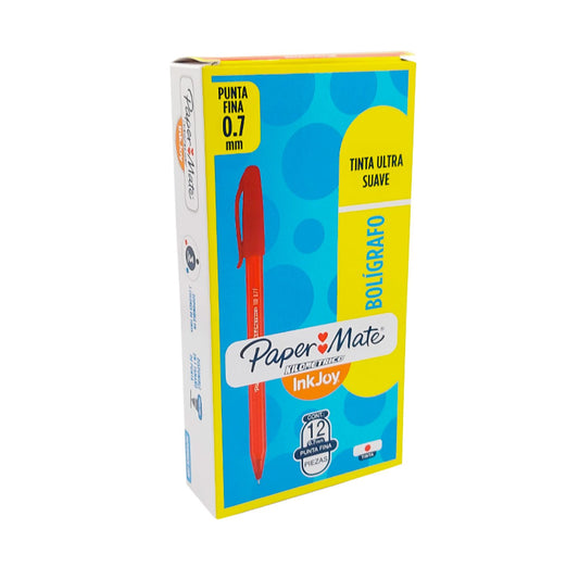 Bolígrafo Paper-Mate Punta fina 0,7mm color rojo  x 12 unds