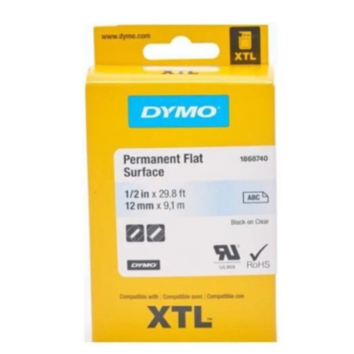 Cinta Dymo XTL en poliéster de 12 mm fondo transparente