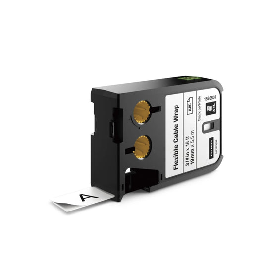 Cinta Dymo XTL para envoltura de cable flexible 19 mm fondo blanco