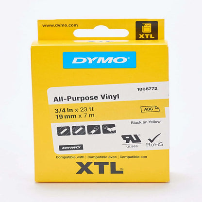 Cinta Dymo XTL en vinilo de 19 mm fondo amarillo