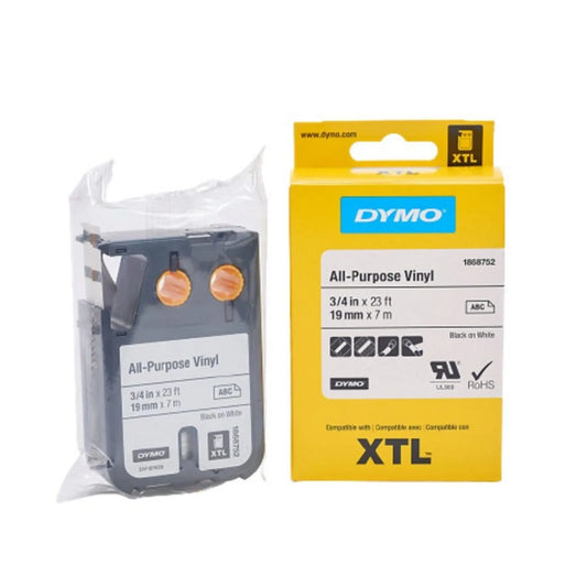 Cinta Dymo XTL en vinilo de 19 mm fondo blanco