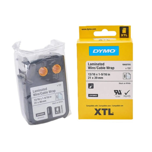 Cinta Dymo XTL envoltura en cable laminado fondo blanco 21 x 39 mm