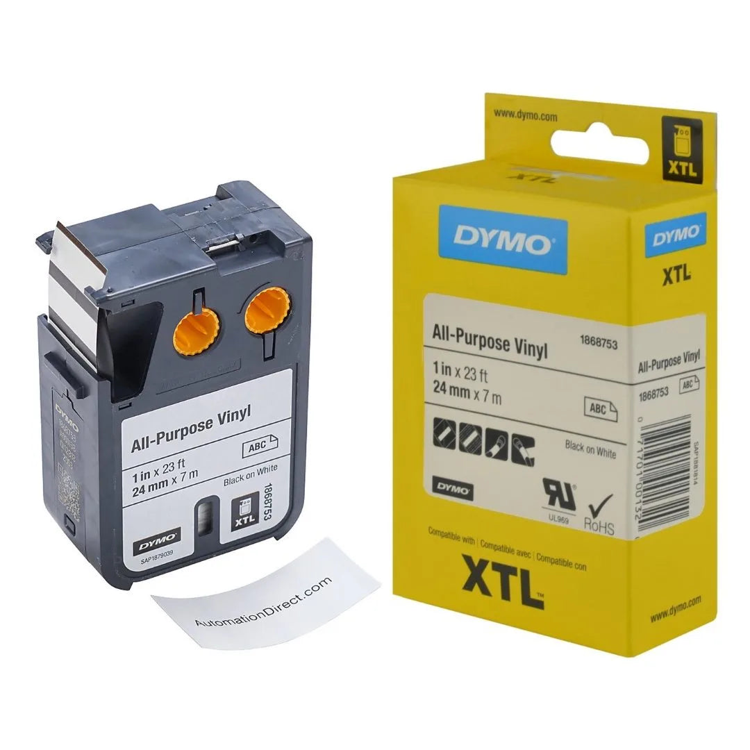 Cinta Dymo XTL en vinilo de 24 mm fondo blanco