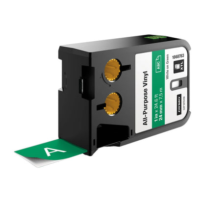 Cinta Dymo XTL en vinilo de 24 mm fondo verde
