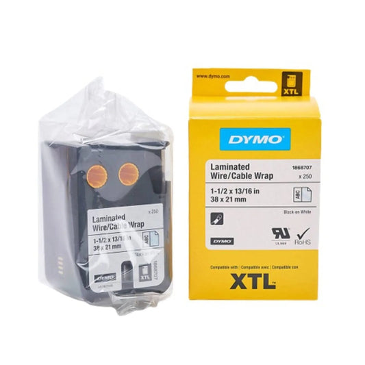 Cinta XTL envoltura cable laminado fondo blanco 38 x 21 mm Dymo