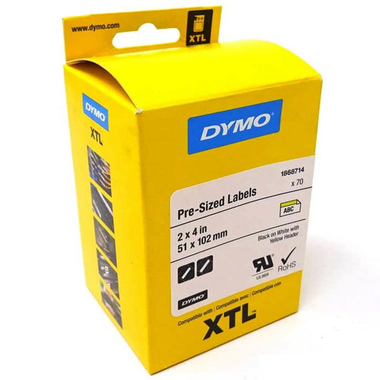 Cinta Dymo XTL termoencogible con línea amarilla de 51 x 102 mm