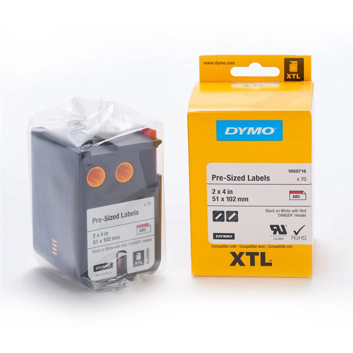 Cinta Dymo XTL termoencogiblel con línea roja de 51 x 102 mm