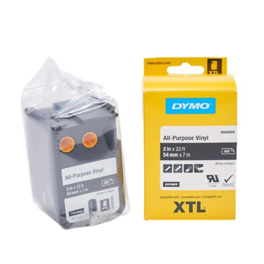Cinta Dymo XTL en vinilo de 54 mm fondo negro