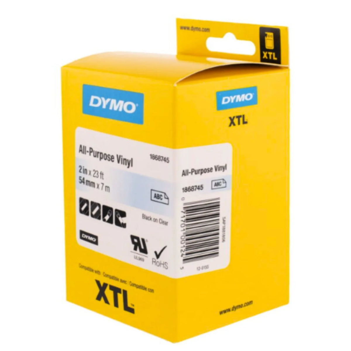 Cinta Dymo XTL en vinilo de 54 mm fondo transparente