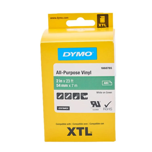 Cinta Dymo XTL en vinilo de 54 mm fondo verde