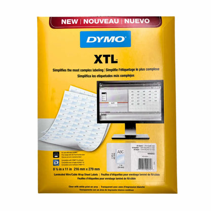 Etiquetas Dymo XTL autolaminadas en fondo blanco