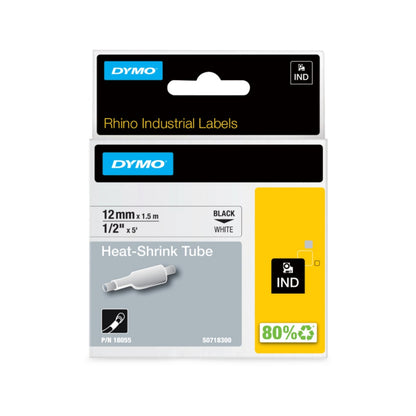 Cinta Dymo Rhino termoencogible de 12mm blanca