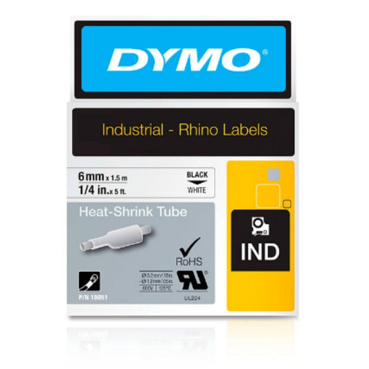 Cinta Dymo Rhino termoencogible de 6mm blanca