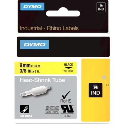 Cinta Dymo Rhino termoencogible de 9mm amarilla