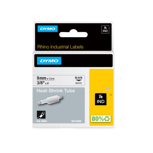 Cinta Dymo Rhino termoencogible de 9mm blanca