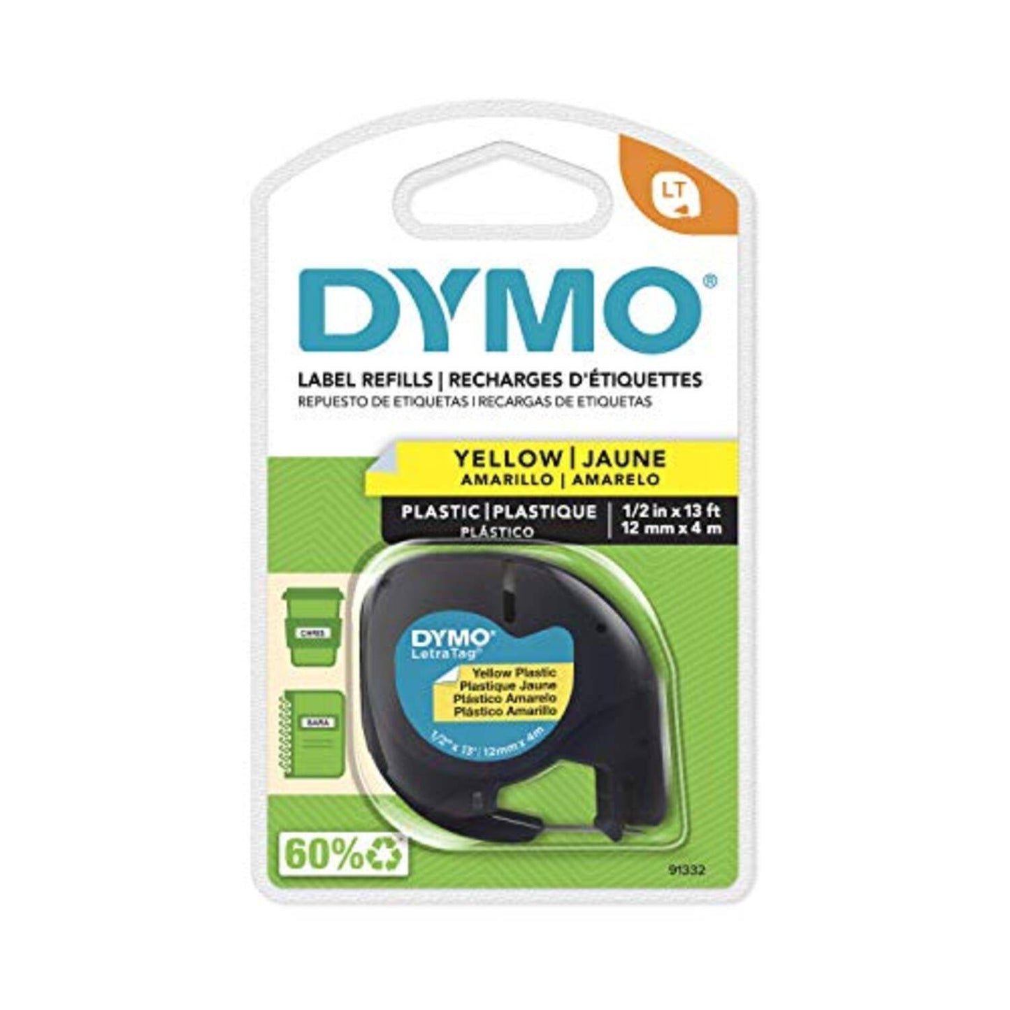 Cinta Dymo Letratag en plástico color amarillo