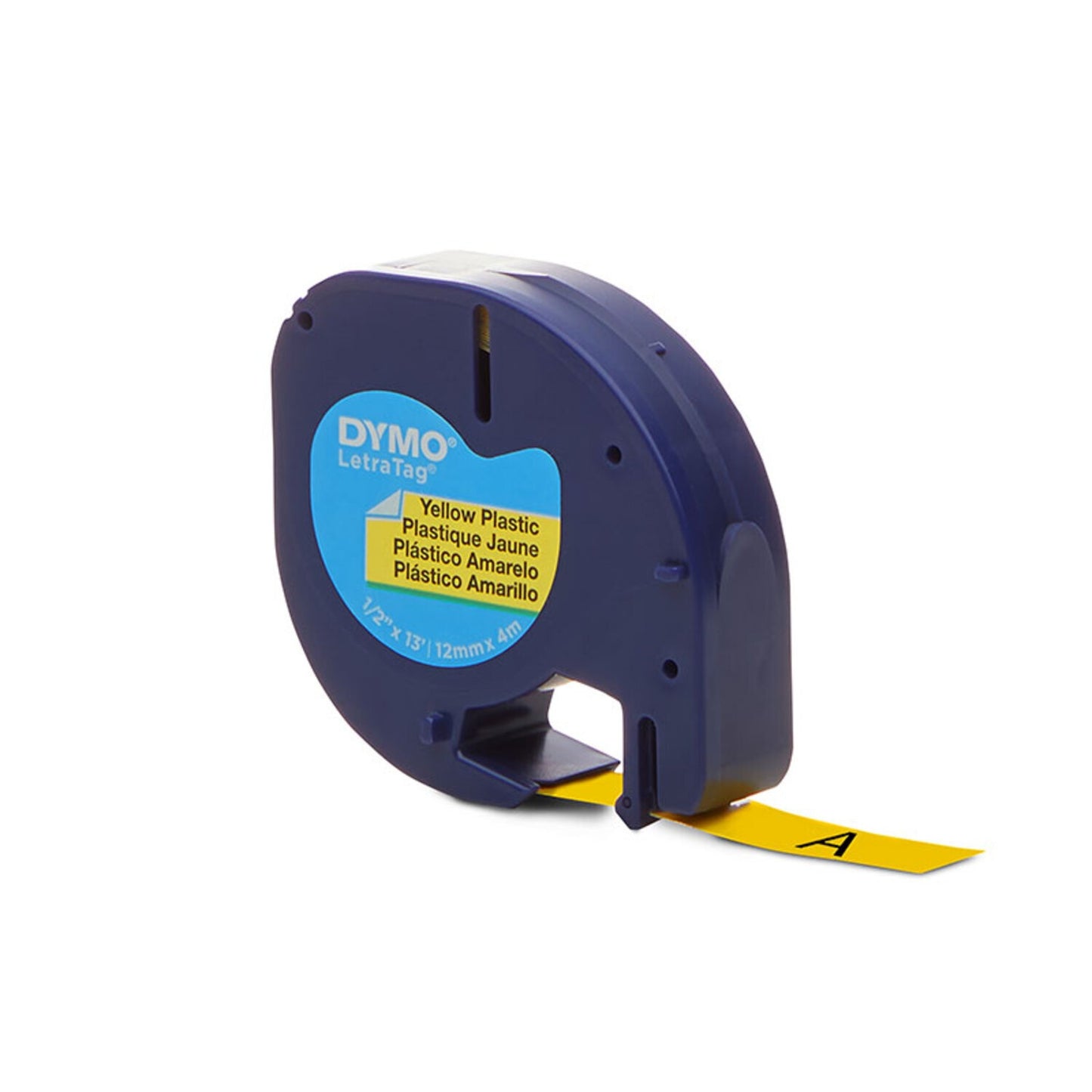 Cinta Dymo Letratag en plástico color amarillo