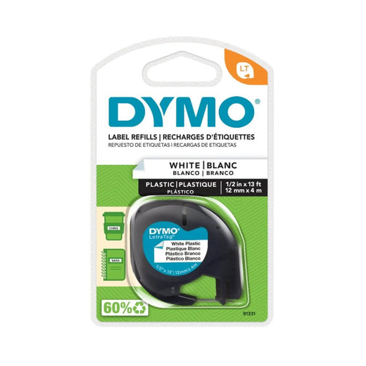 Cinta Dymo Letratag en plástico color blanco 