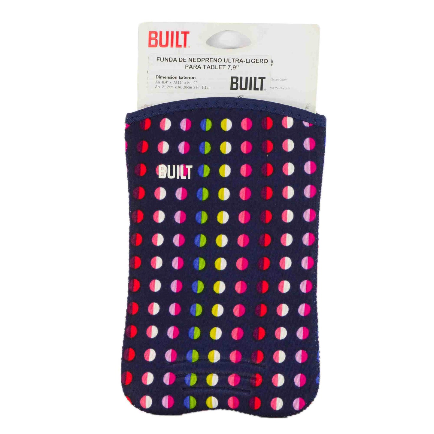 Forro para tablet o ipad de 9" Built azul con puntos de colores