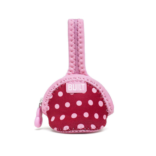 Portachupete de tela Built color rosado con puntos blancos