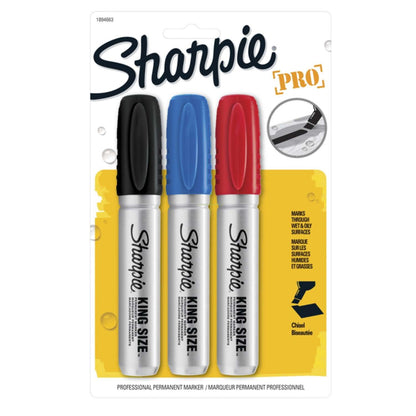 Marcador Permanente Sharpie Industrial King Size colores negro-rojo-azul x 3 unds