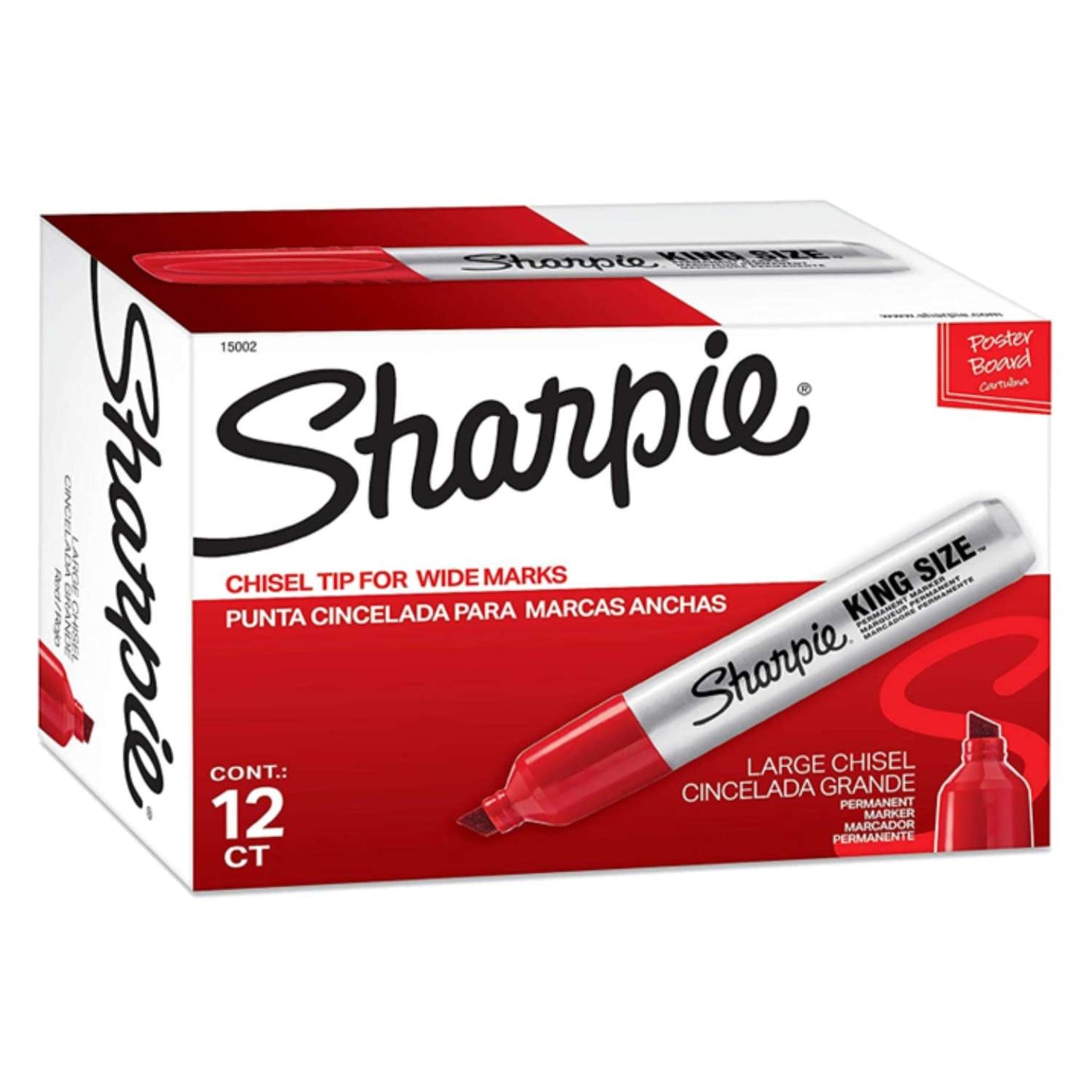 Marcador Permanente Sharpie Industrial King Size color rojo x 12 unds.